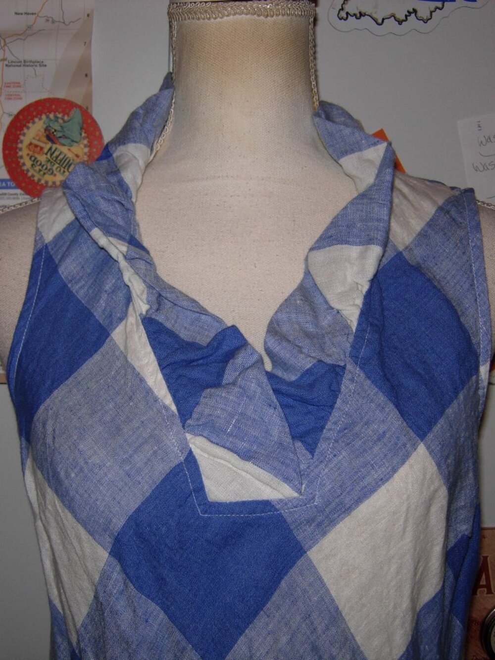 Crown & Ivy Sleeveless Gingham Linen Dress M - Picture 2 of 7